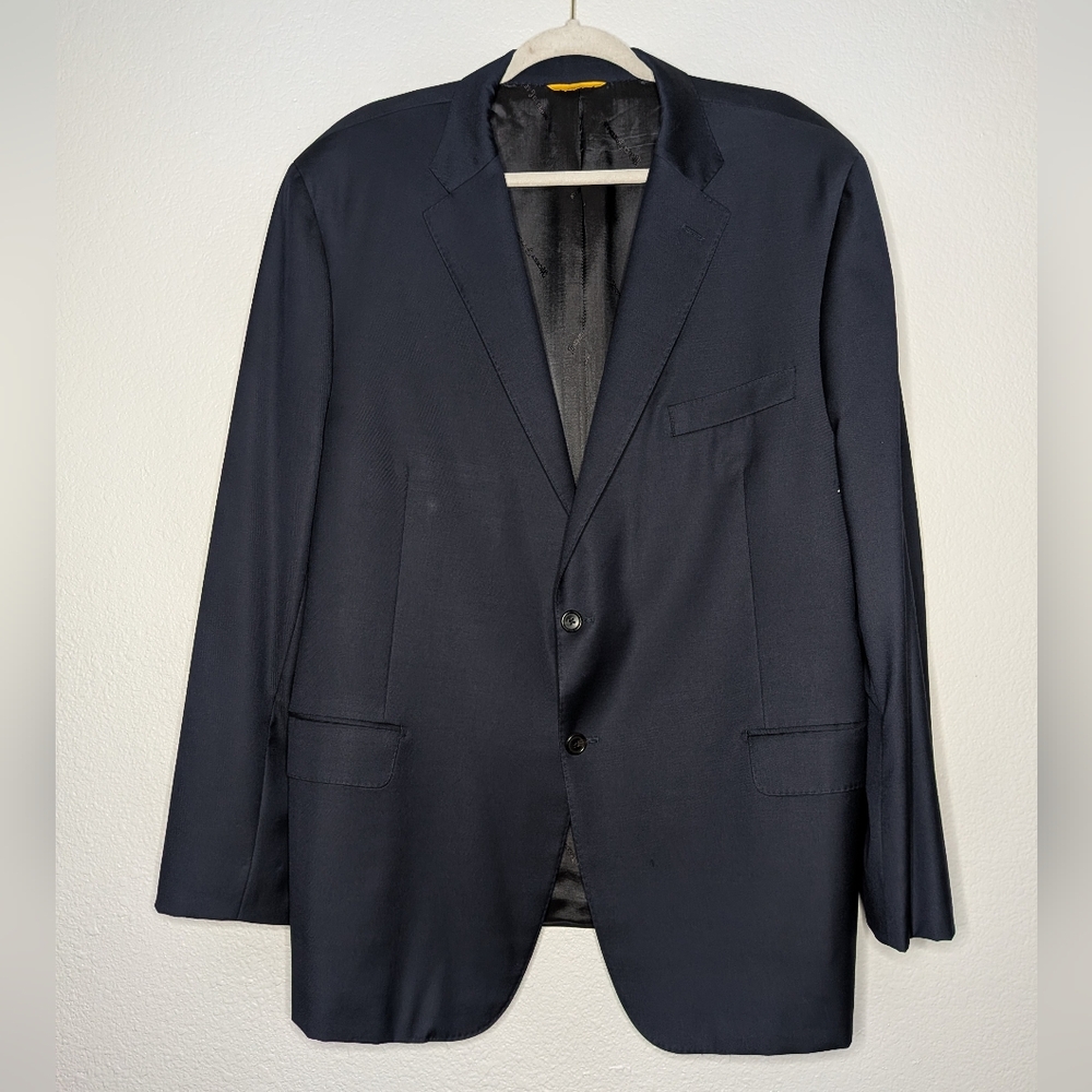 Hickey Freeman Mens Classic Black Traveler Two Button Blazer Jacket 4X